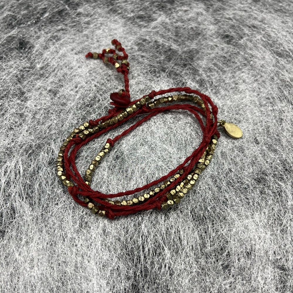 Club Monaco Red/Gold Wrap Bracelet, New, adjustable.
